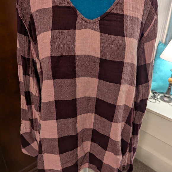 Time and Tru Tops - Time and Tru Pink and Purple Plaid Tunic
